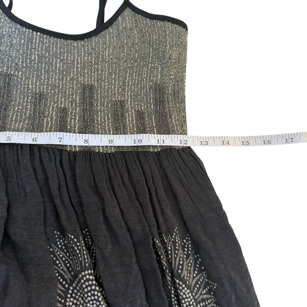 Max Studio Black Dress Small Sunflower Smocked Boho Chic Festival Artisan Hippie - Picture 9 of 10